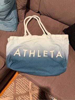 Athleta Light-to-Dark Blue Ombre Canvas Tote - EUC used one no stains no marks